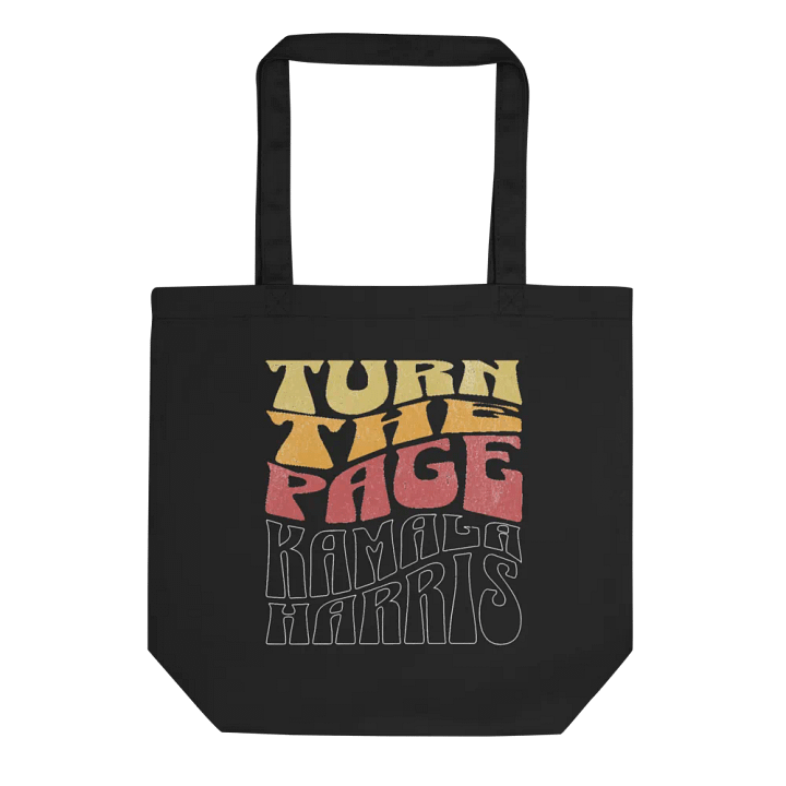 Turn The Page Kamala Harris Retro Groovy Design, Inspirational Message Tote Bag Vintage Style, product image (1)