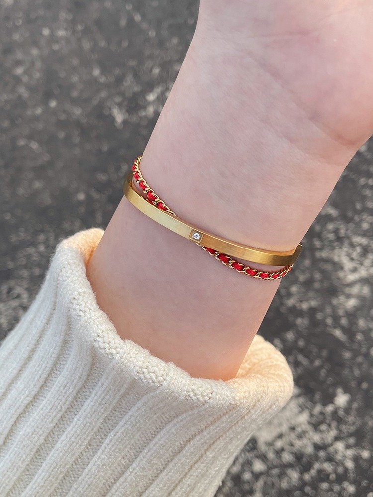Brushed Matte Single Drill Bracelet | 18K Gold Plated product image (3)