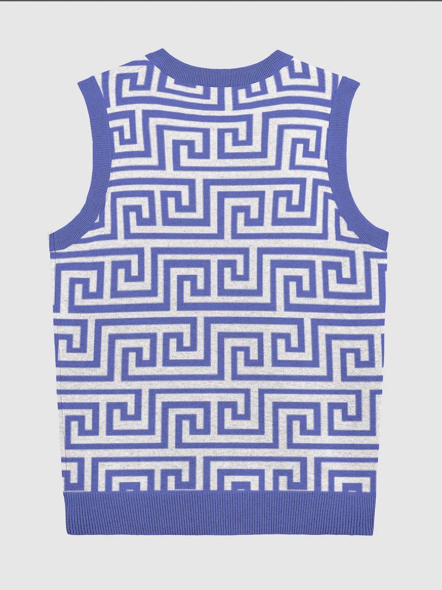 Blue Greek Key Knitted Relaxed Vest product image (2)