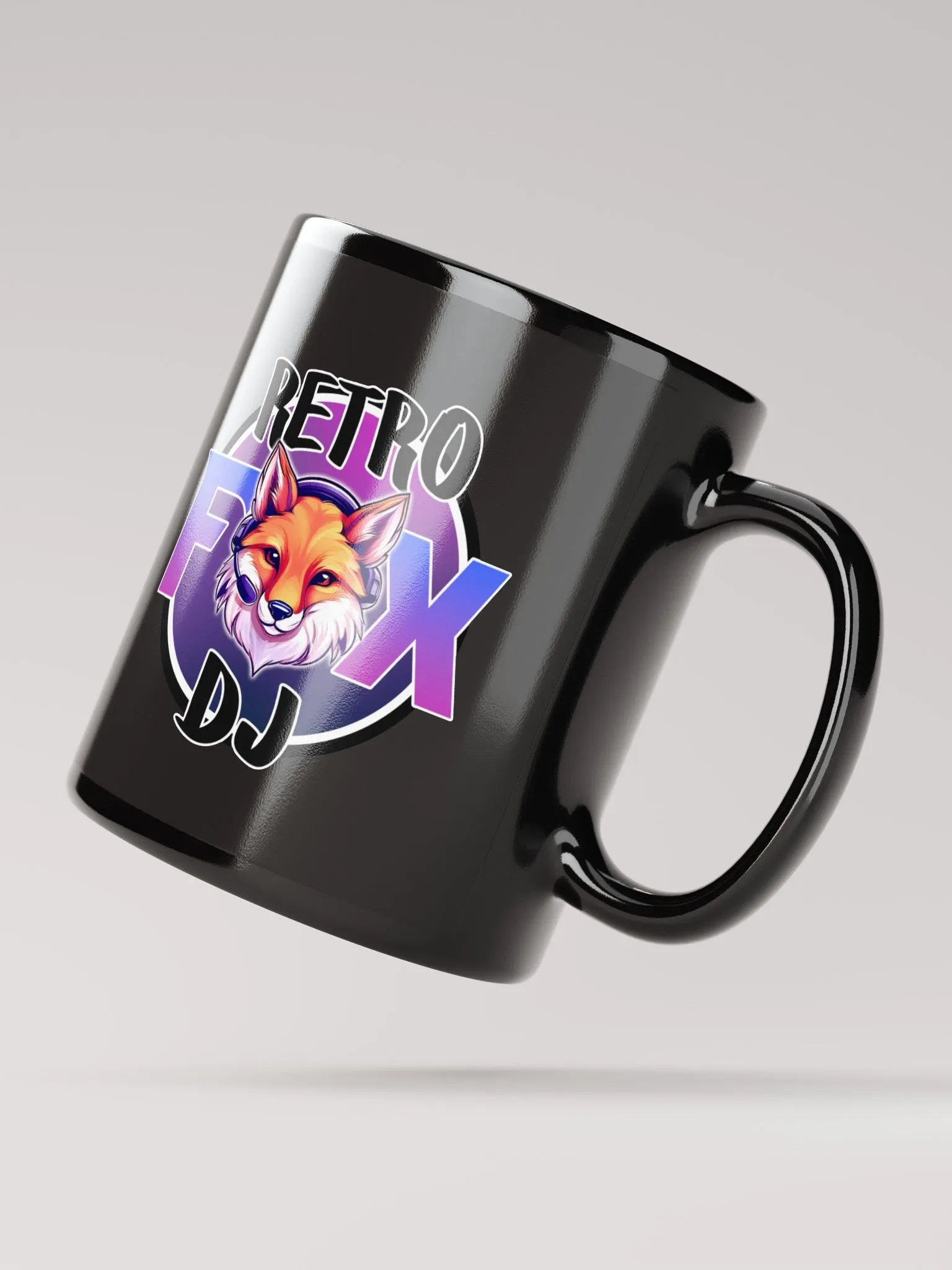 Retro Fox Logo Black Glossy Mug product image (4)