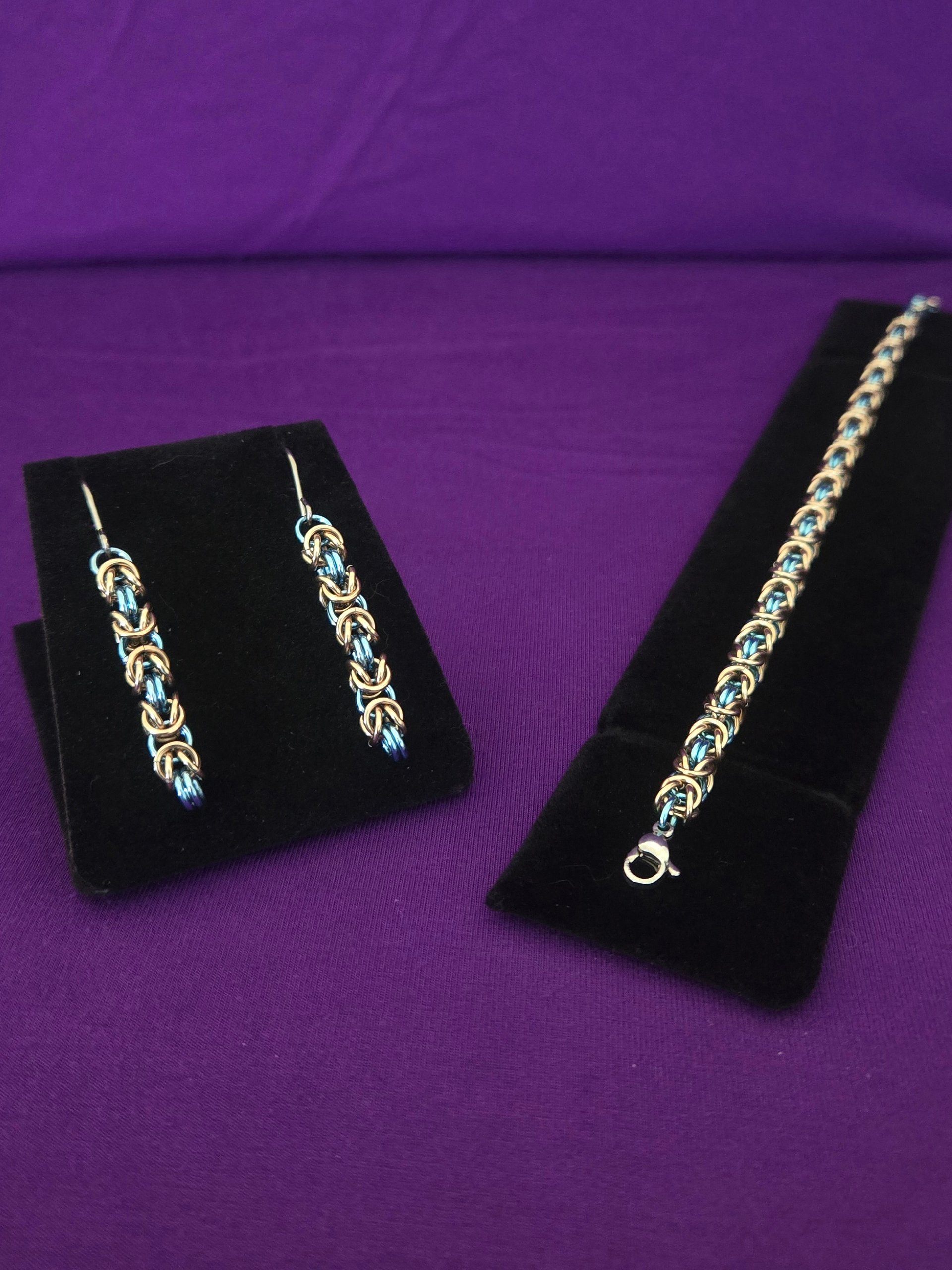 Bracelet and Earring - Champagne and Sky Blue product image (1)