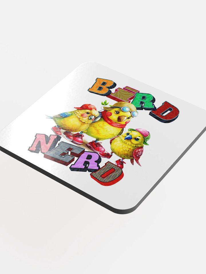 Bird Nerd Yellow Budgie Whimsical Cork Coaster Set product image (1)