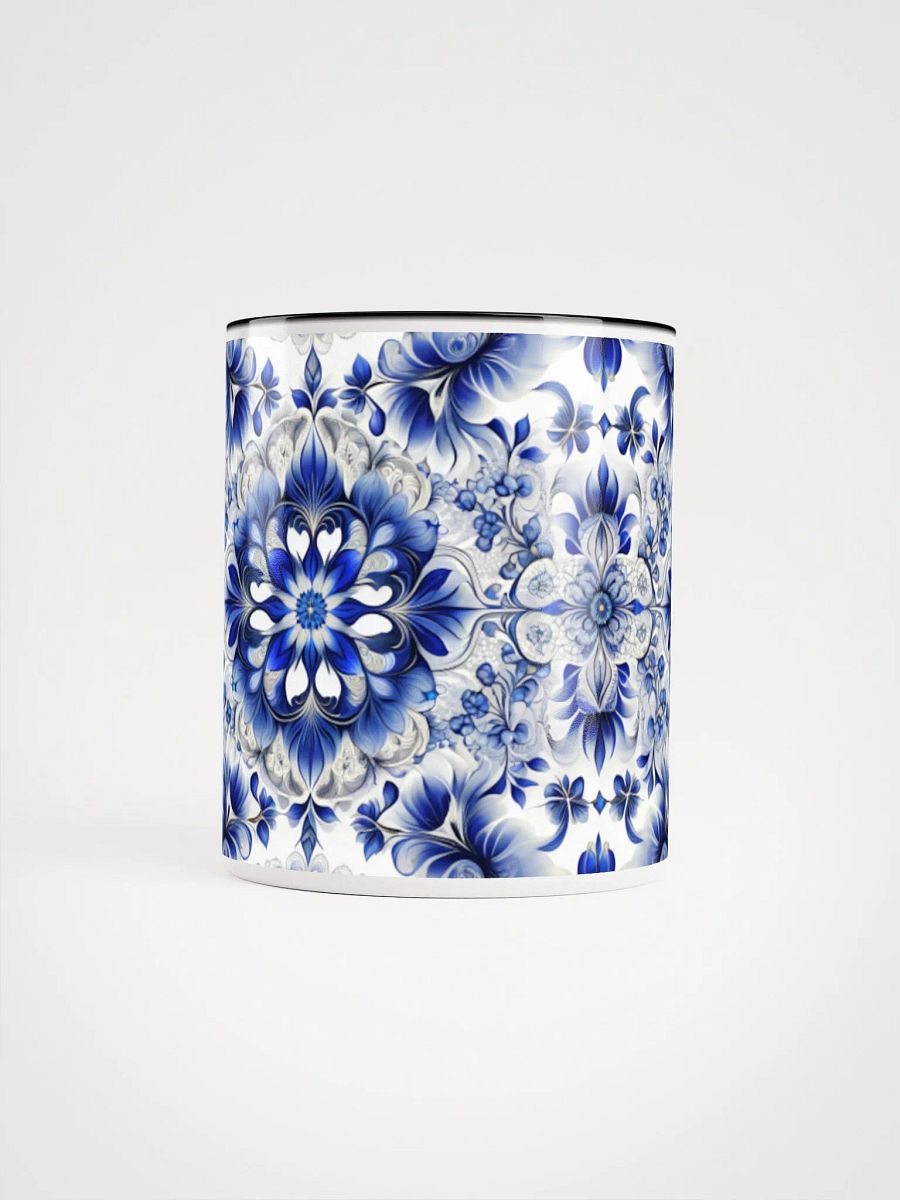 Coffee Mug with Color Inside - Blue and White Floral Design product image (4)