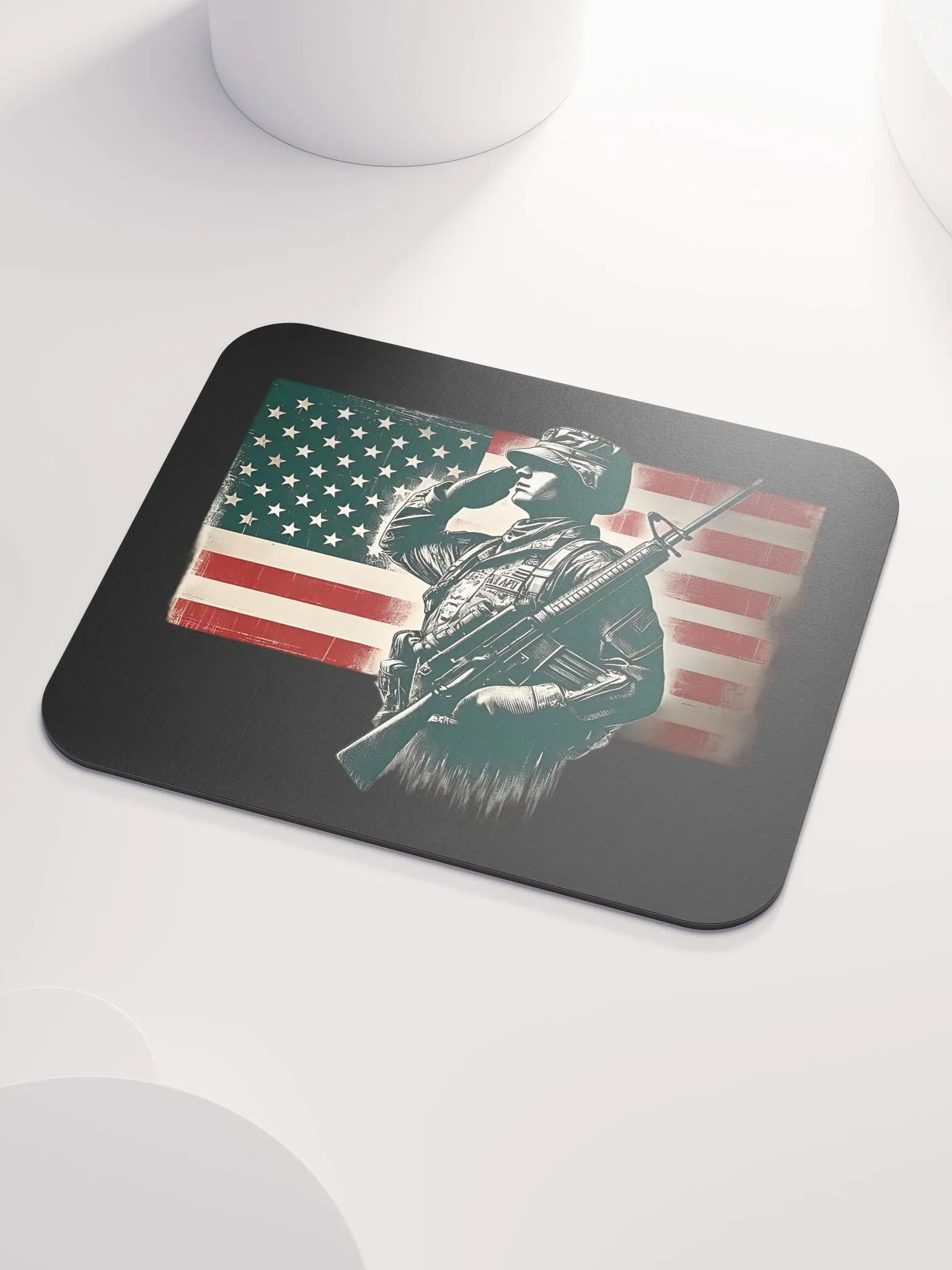 Saluting Soldier - Proud USA Patriotic Tribute Vintage Mouse Pad product image (3)