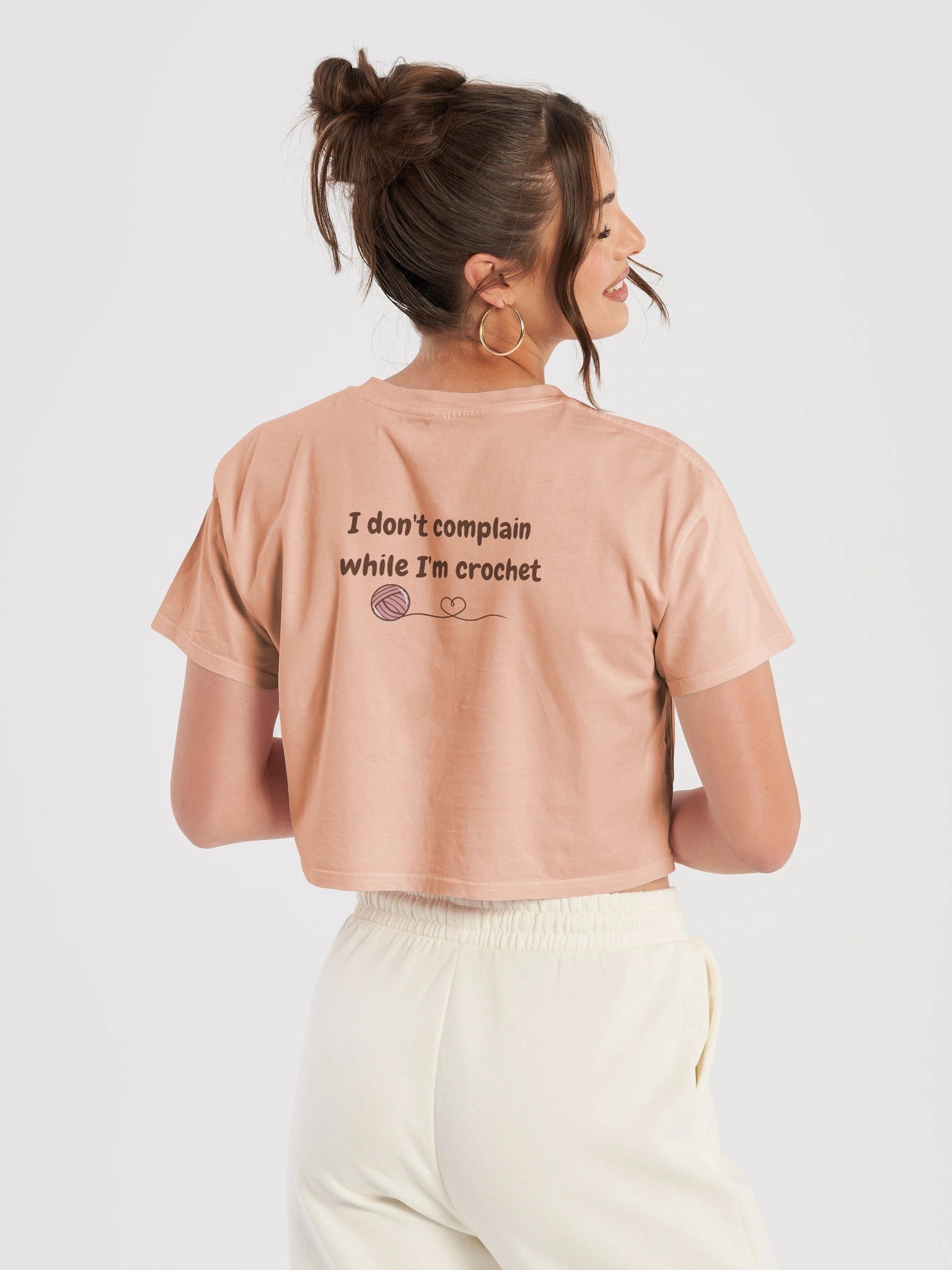 "Coffee and Crochet" T-Shirt: The Crocheter's Peace | Front: Coffee & Crochet - Back: While I Crochet, I Don't Complain product image (6)