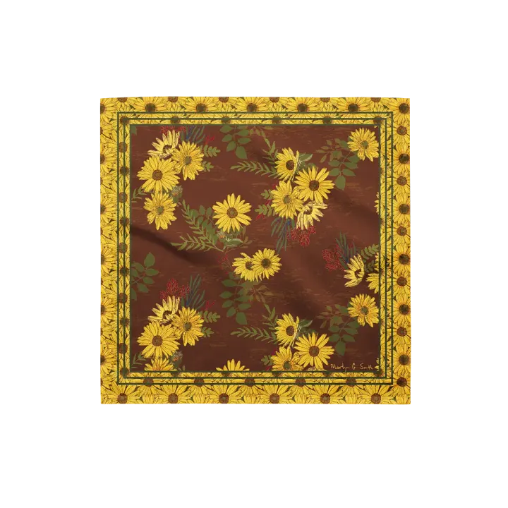 “Helianthus Sunflower Amongst the Greens” Bandana in Red product image (1)
