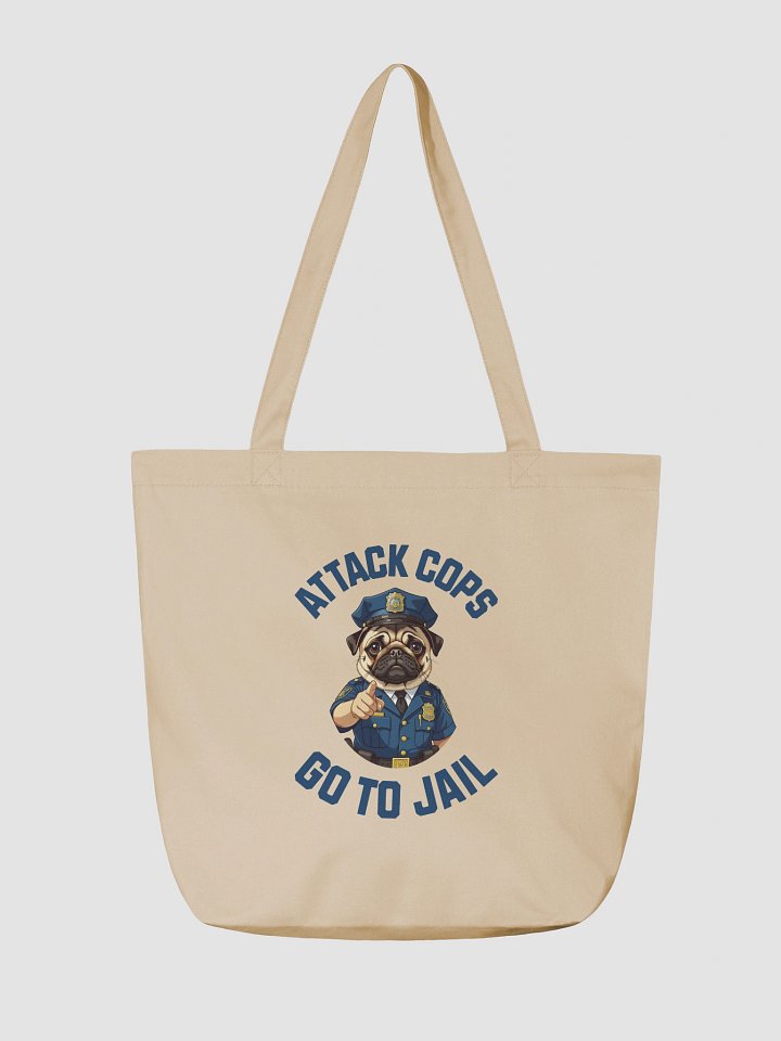 "Attack Cops Go to Jail" Tote bag - blue ink product image (2)