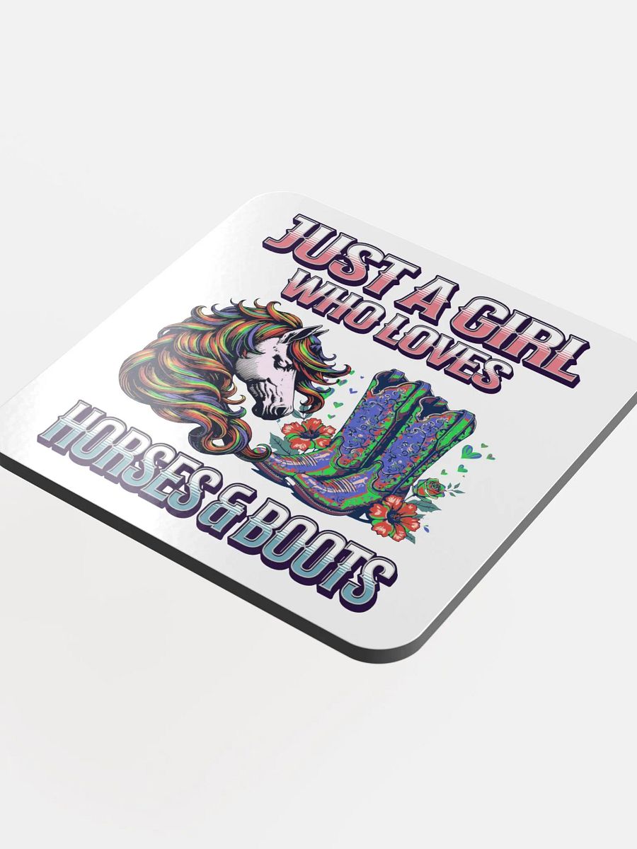 Just A Girl Who Loves Horses and Boots Illustrated Cork Coaster product image (4)