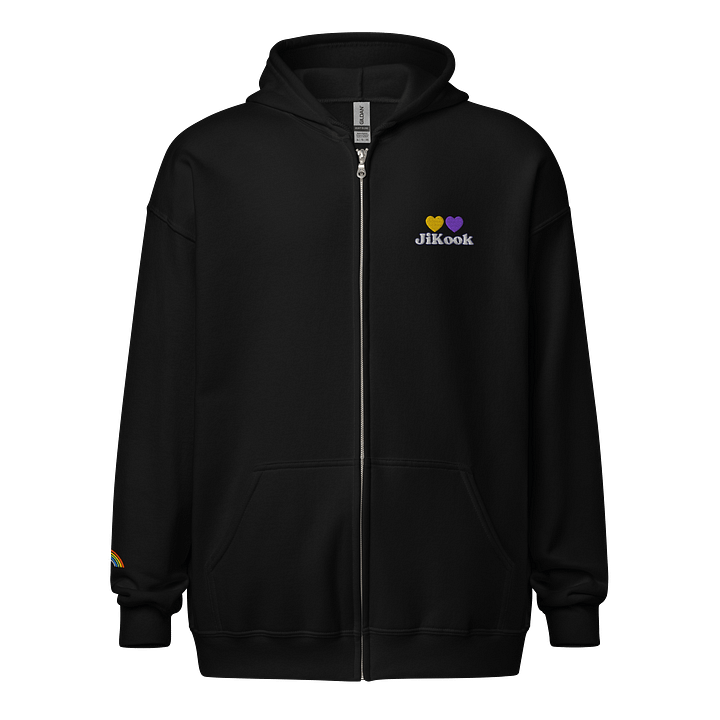 Purple and Gold hearts JiKook embroidered zip hoodie product image (1)