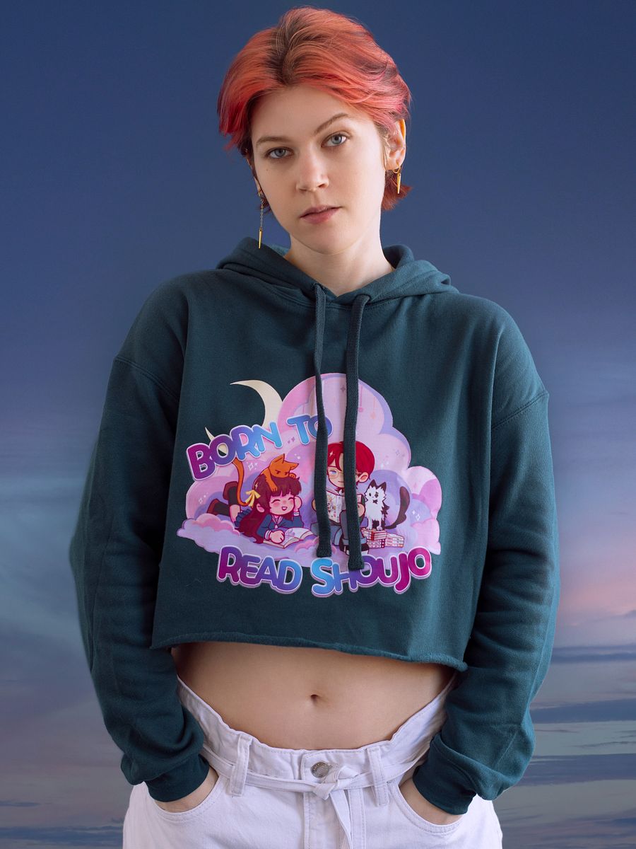Born to Read Shoujo Crop Hoodie (Night Version) product image (16)