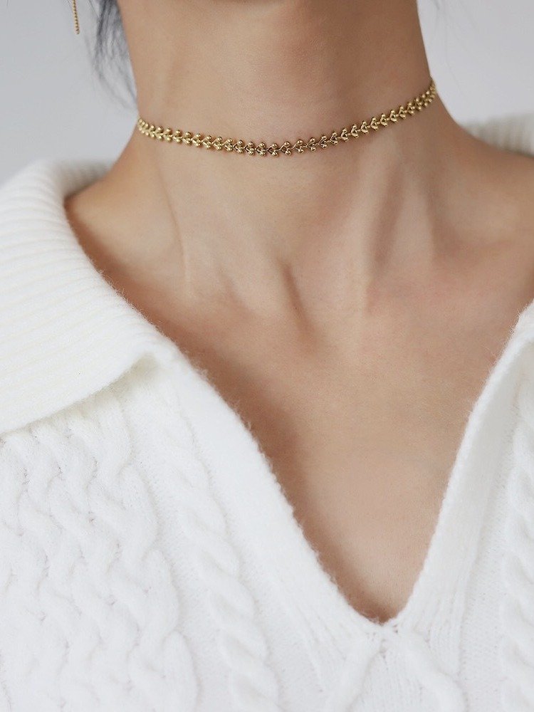 Wheat Square and cherry Necklace | 18K Gold Plated. product image (3)
