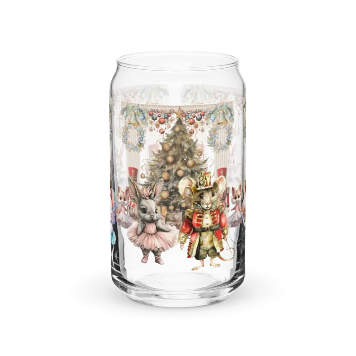 The Enchanted Nutcracker Ballet Glass Can Tumbler | 16oz BPA-Free Sipper with Bamboo Lid & Straw | Ballet-Themed Christmas Drinkware product image (2)