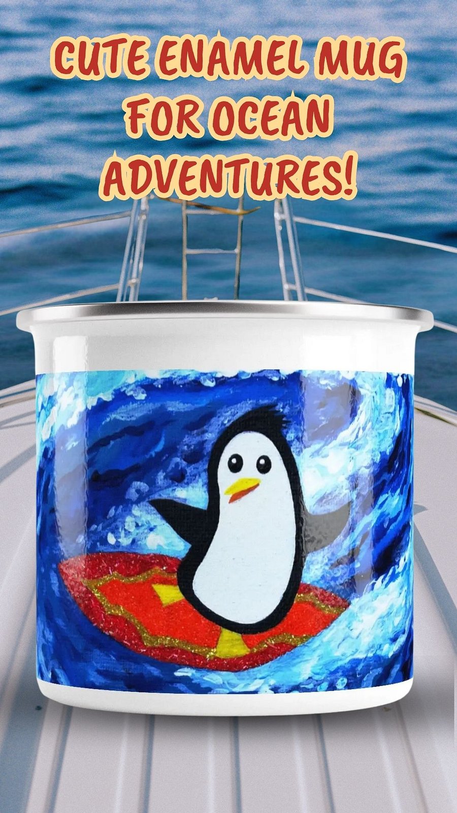 Surfing Penguin Enamel Mug product image (5)