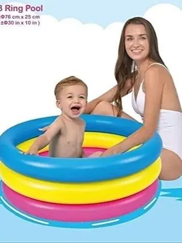 3 Ring Paddling Pool Crystal Blue Yellow Kids Swimming Pool Children Play Pools product image (2)