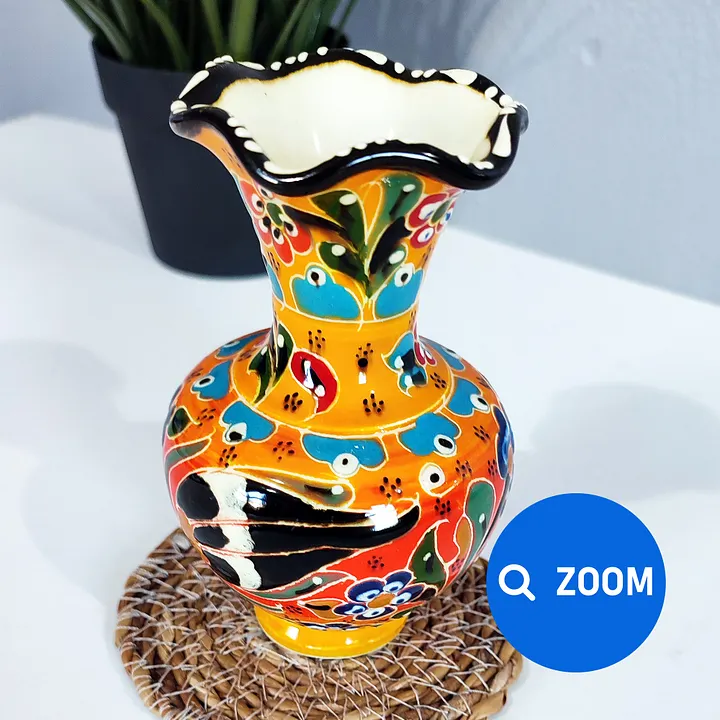 Ceramic small vase (yellow), Turkish Iznik style — handmade pottery, handmade ceramic, home decor, handmade gift, Turkish ceramic product image (2)