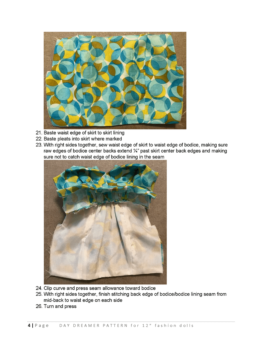 Day Dreamer sewing pattern for 12" fashion dolls product image (3)