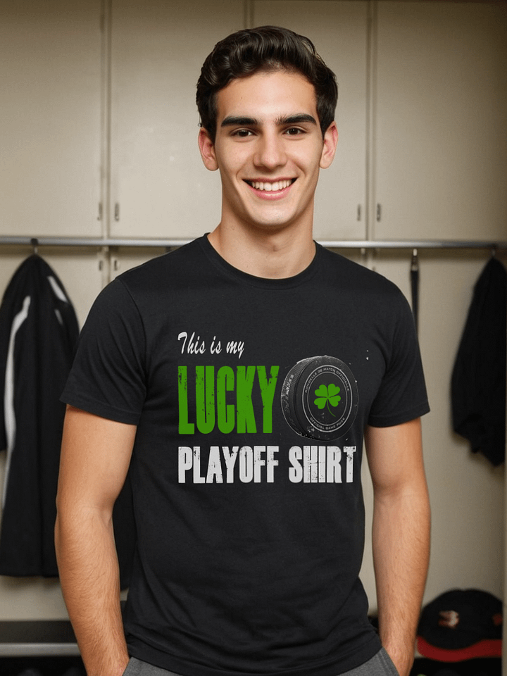 Funny Hockey T-Shirt – This is My Lucky Playoff T-Shirt – Beer League Hockey Shirt for Men – Gift for Hockey Players & Playoff Warriors product image (1)