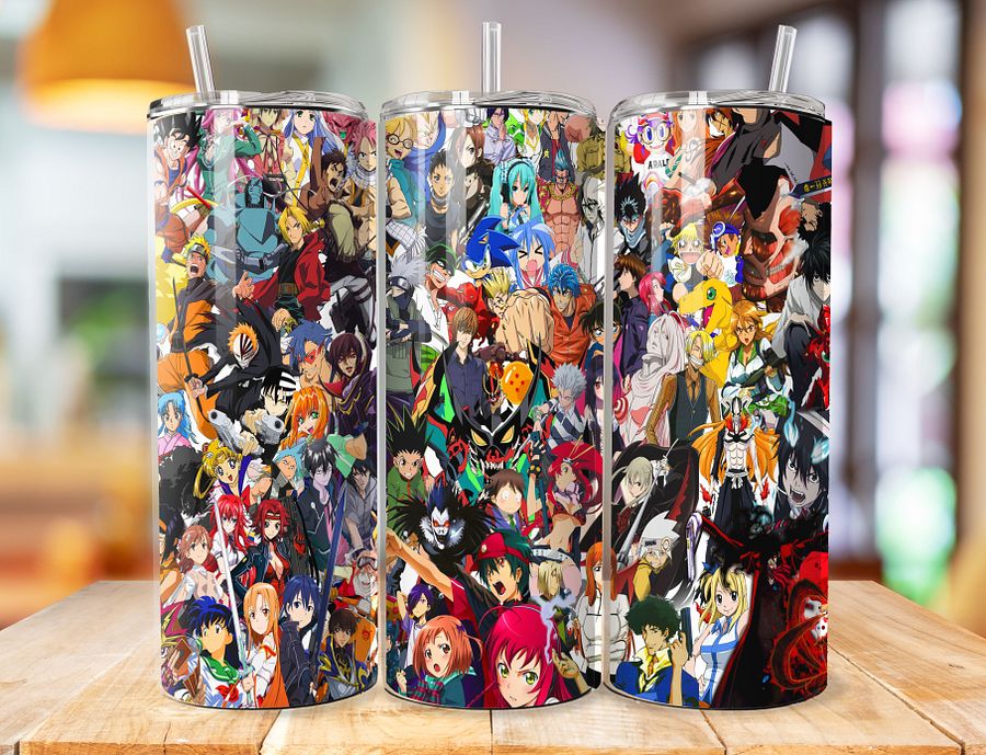 Ultimate Anime Crossover 20 oz Stainless Steel Tumbler – Iconic Characters from Dragon Ball, Sword Art Online, Death Note & More product image (1)