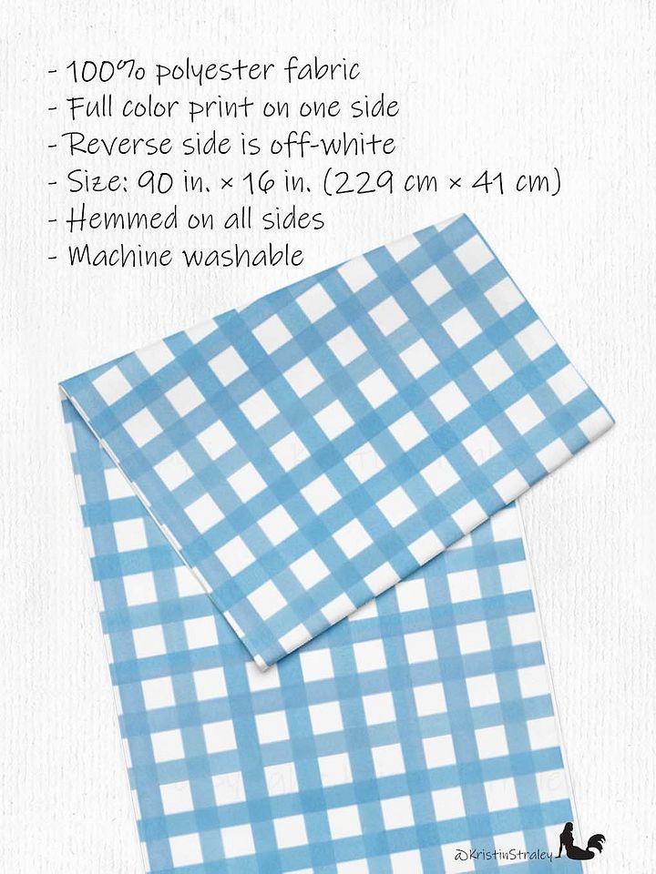 Blue Gingham Checker on White Table Runner product image (2)
