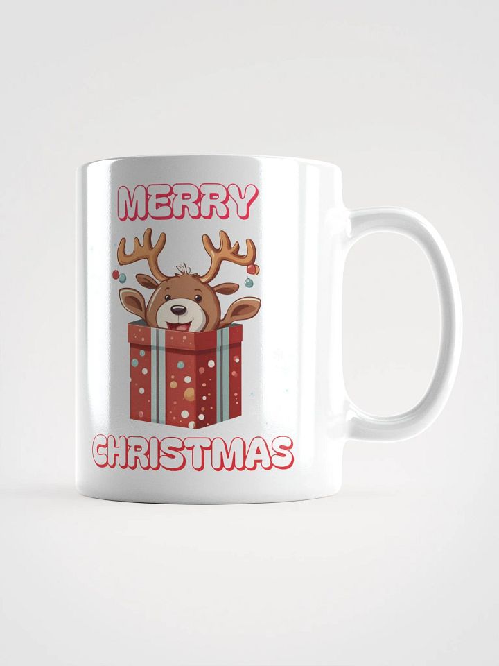 Adorable Baby Reindeer Wishing All A Merry Christmas White Mug product image (1)