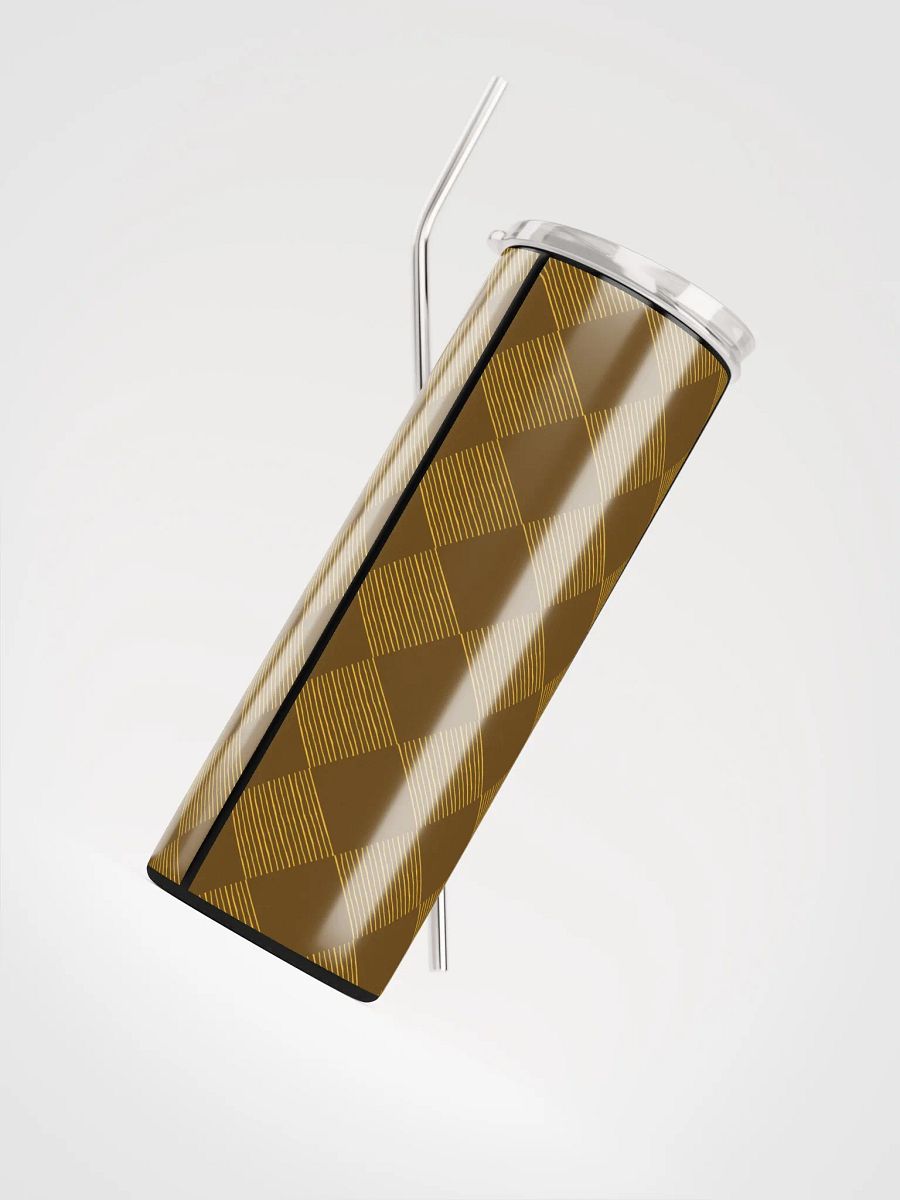 Brown and Gold Diamonds on 20-ounce Stainless Steel Tumbler with Straw product image (11)
