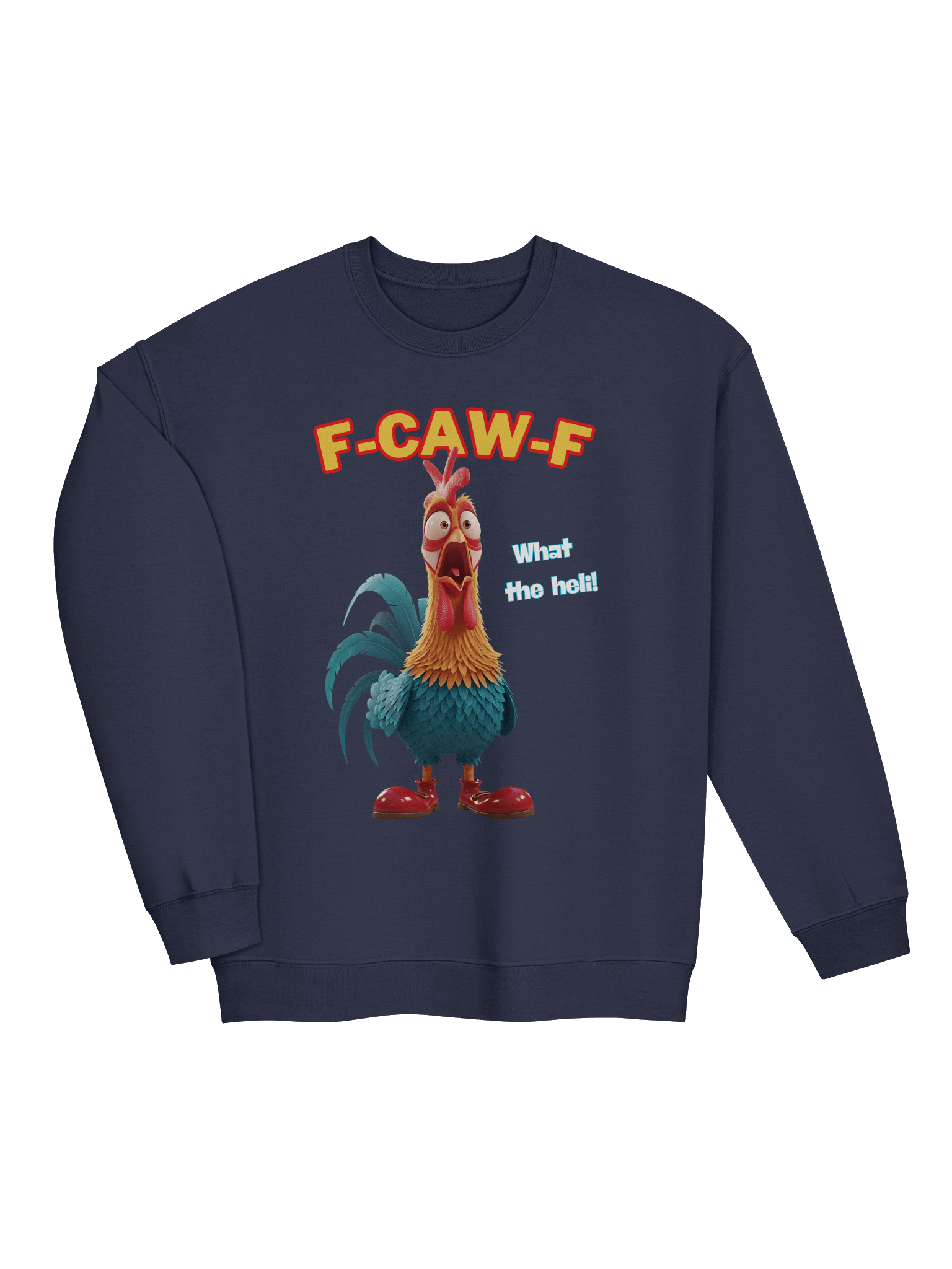 Funny Rooster Sweatshirt – Big Rooster Graphic Sweatshirt with “F-CAW-F” & “What the Helli” Slogans – Farm Humor Sweater, Gag Gift product image (34)