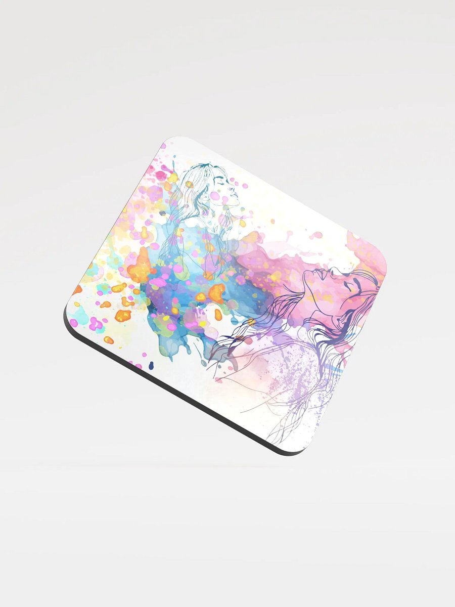 watercolor pastel  faces design on cork coasters product image (1)