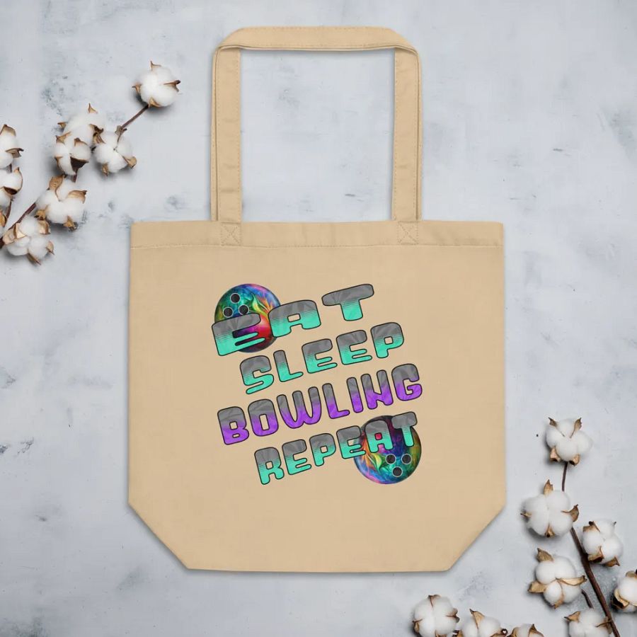 Eat Sleep Bowling Repeat Angle Vibrant Ball Tote Bag product image (3)