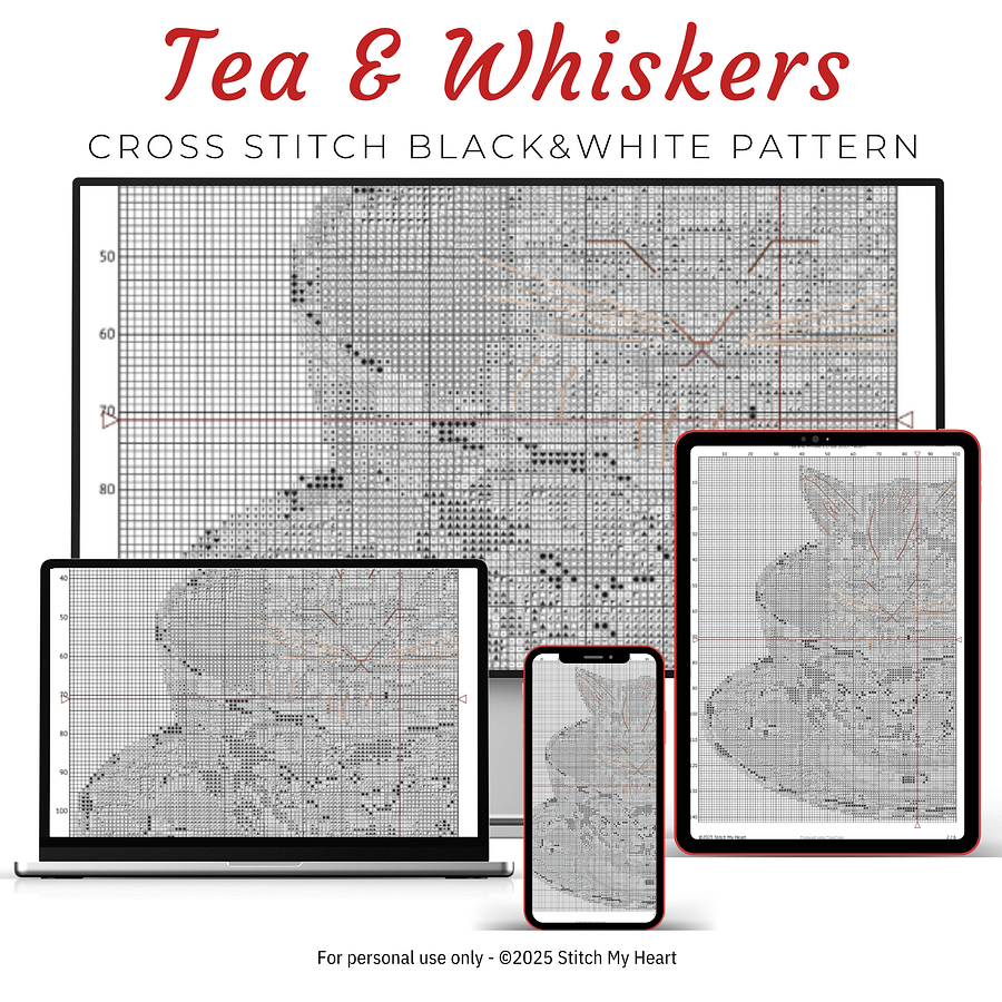 Tea and Whiskers Cross Stitch Pattern product image (3)