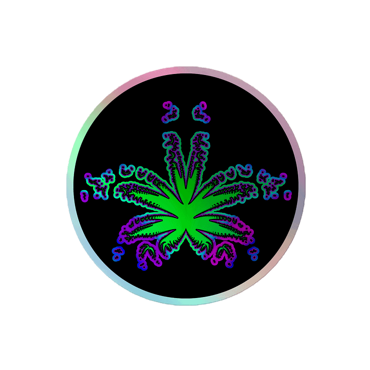 Trippy Weed Leaf Holographic Stoner Sticker, Green Purple Pink Blue Twisted Budz Cannabis Art product image (2)