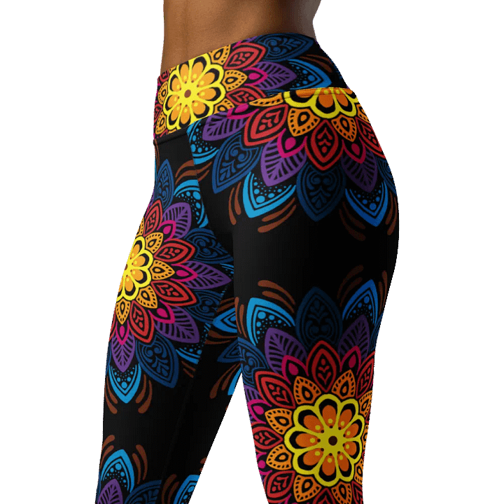 Mandala Burst High-Waist Yoga Leggings - Vibrant Floral Artistry product image (1)