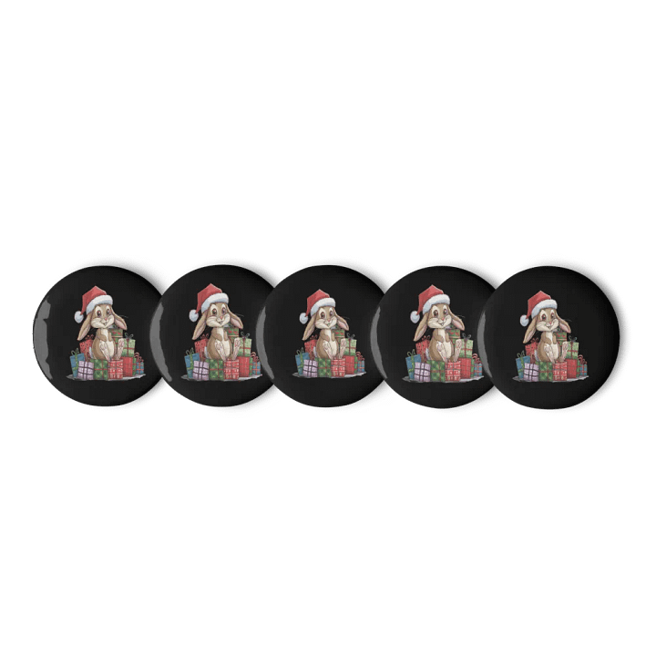 Santa Bunny Black Set of Pin Buttons product image (1)