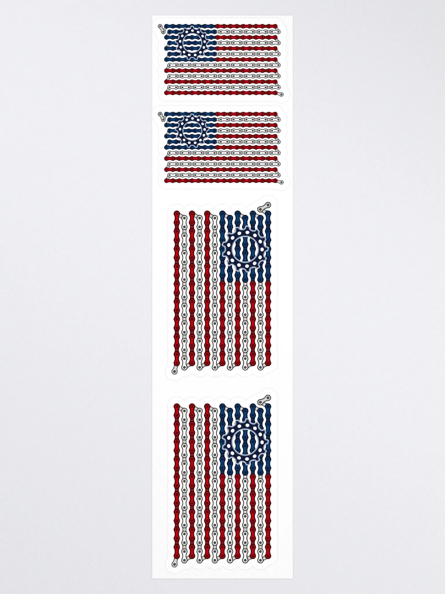 USA Betsy Ross Bike Chain Flag Stickers, Mixed Size 4 Pack product image (3)