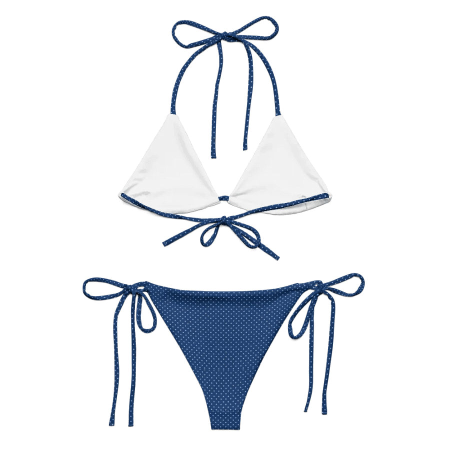 Low Rise Cheeky String Bikini With Blue Polka Dot Bottoms product image (6)