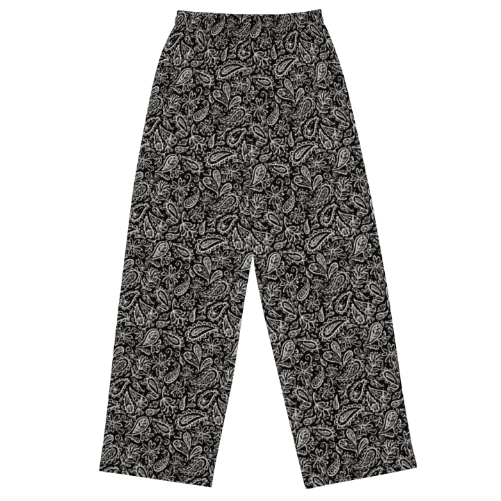 Loose pants paisley pattern white on black product image (1)