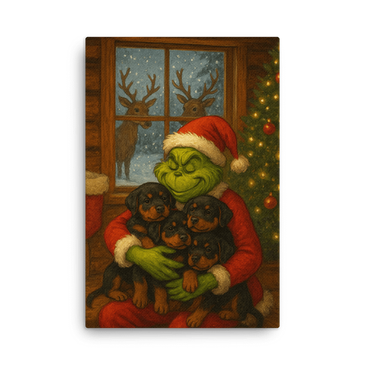 Grinch & Rottweiler puppies Canvas Wall Art product image (3)