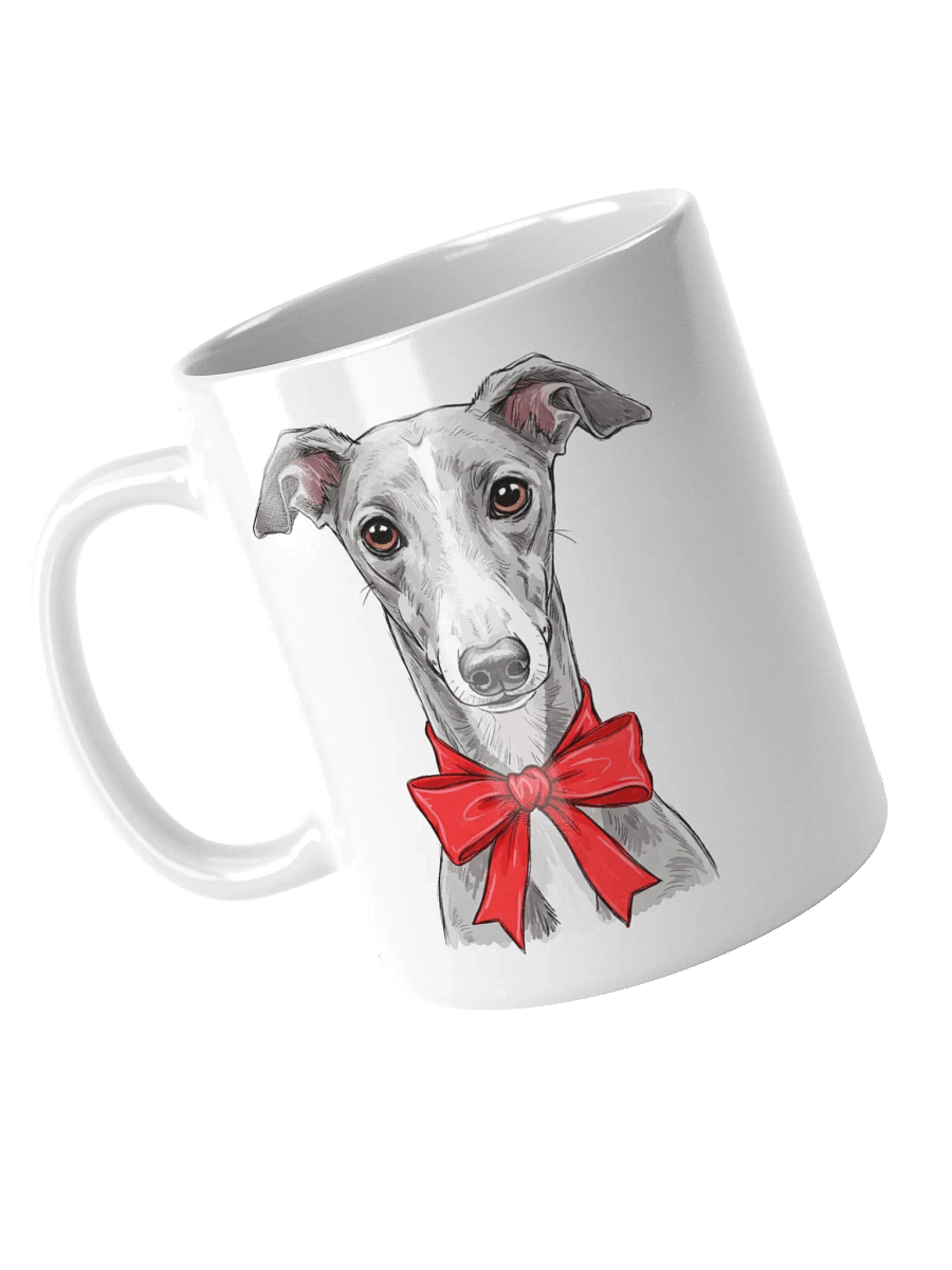 Greyhound With A Red Bow Sketch-y Art Chic Small Ceramic Mug product image (4)