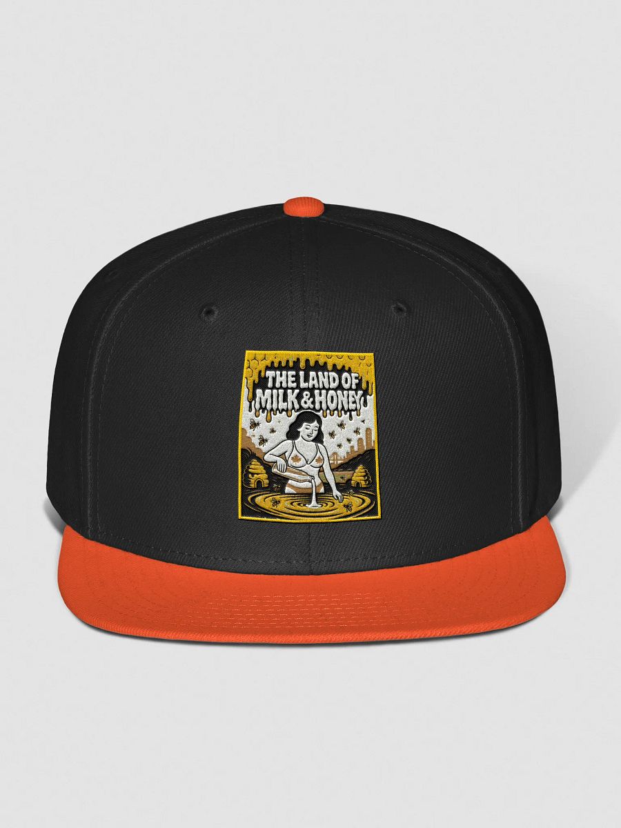 Orange "THE LAND OF MILK & HONEY" Snapback Cap product image (1)