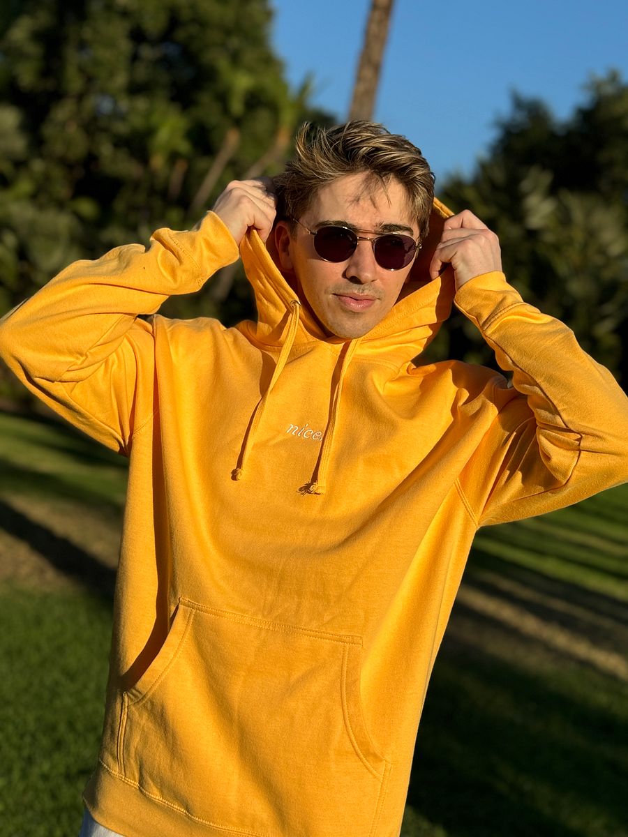 Nice. Embroidered Hoodie (Peach/White) product image (8)