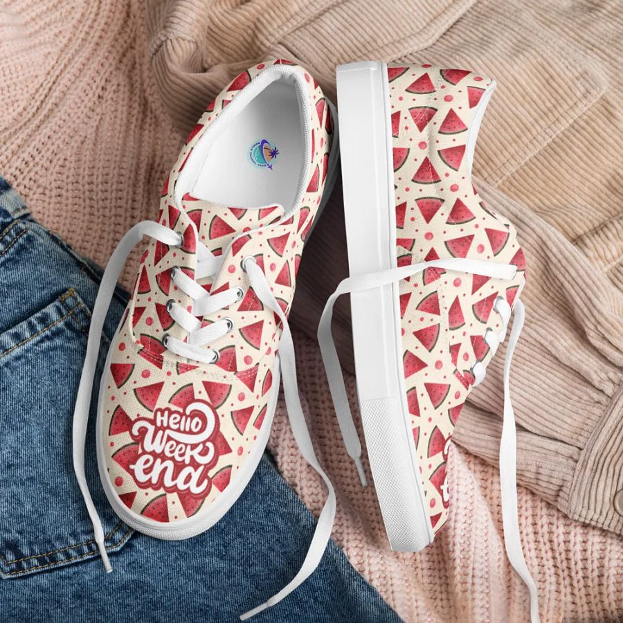 Hello Weekend Watermelon All Over Print Canvas Shoes product image (3)
