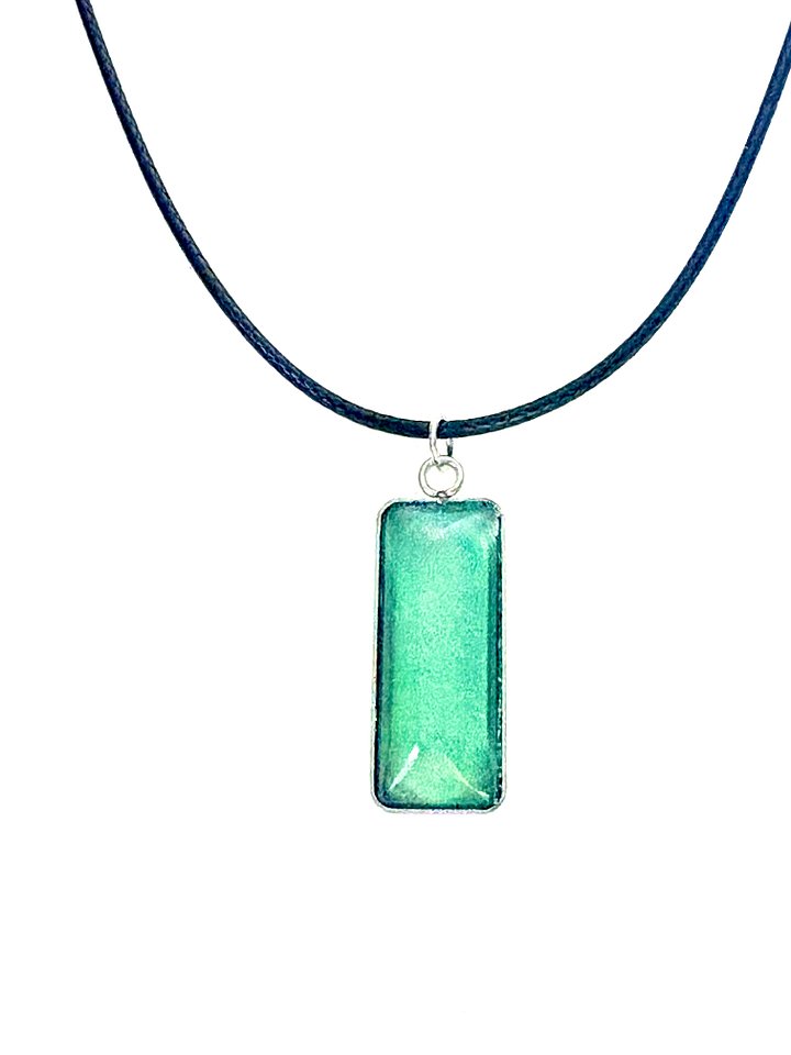 Electric Tide Pendant Necklace | Blue Green | Rectangle Cabochon | Monique Faella Designs™ | MFD-00151 product image (1)