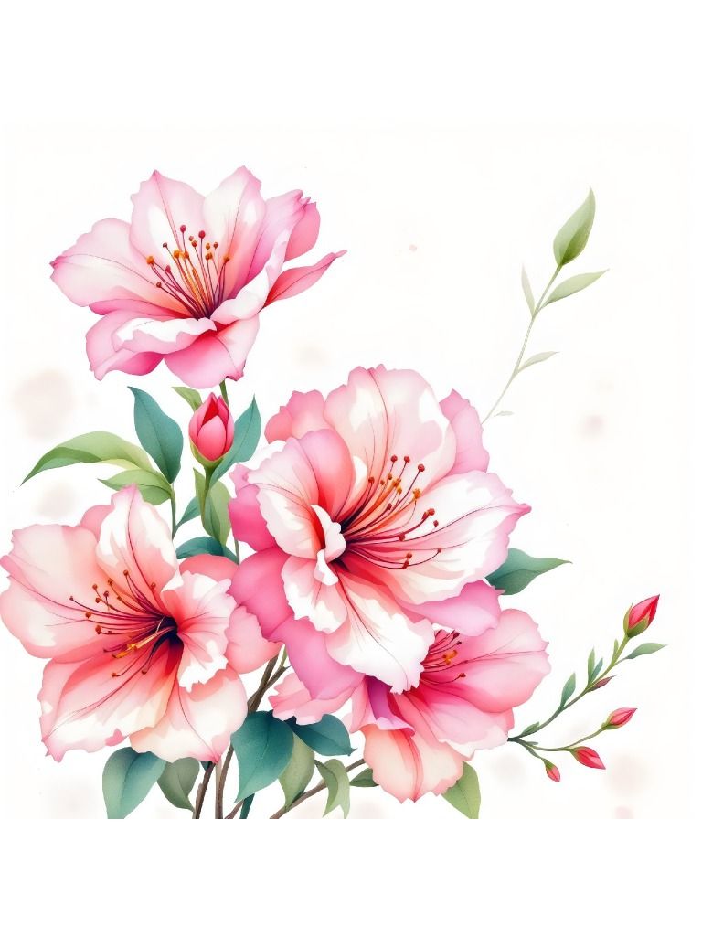 12 free Beautiful Pink Floral Bouquet - Elegant Blossom Art for Nature Lovers - Azalea watercolor clipart product image (4)