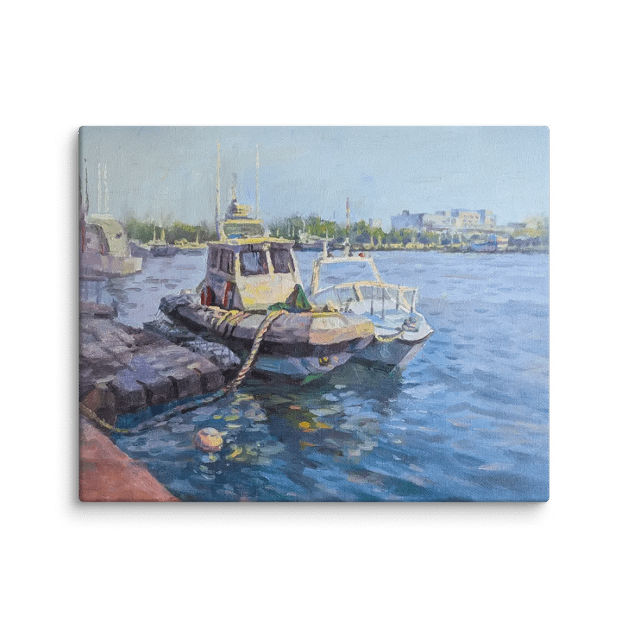 Harborside and Boats-Oil Painting Canvas Print product image (5)