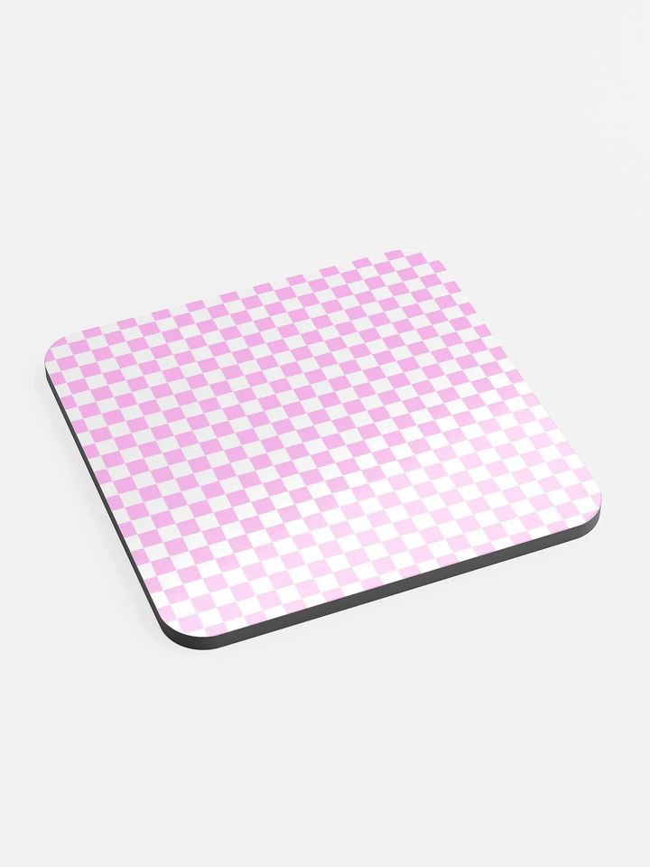 Checkers! Pastel Pink and White Checkered Cork Coaster product image (2)
