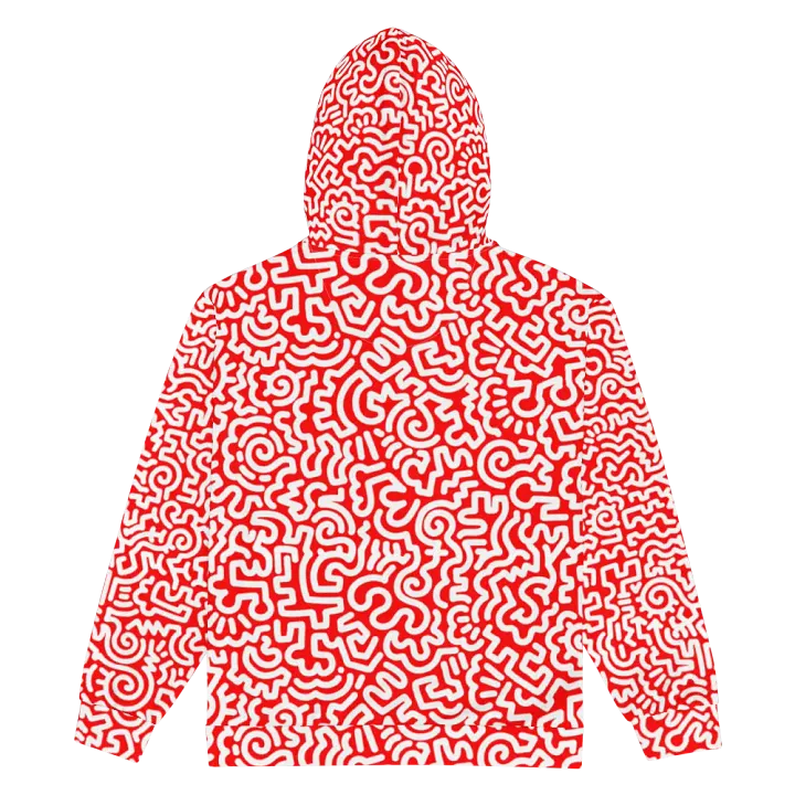 White On Red Doodle Zip Hoodie product image (2)