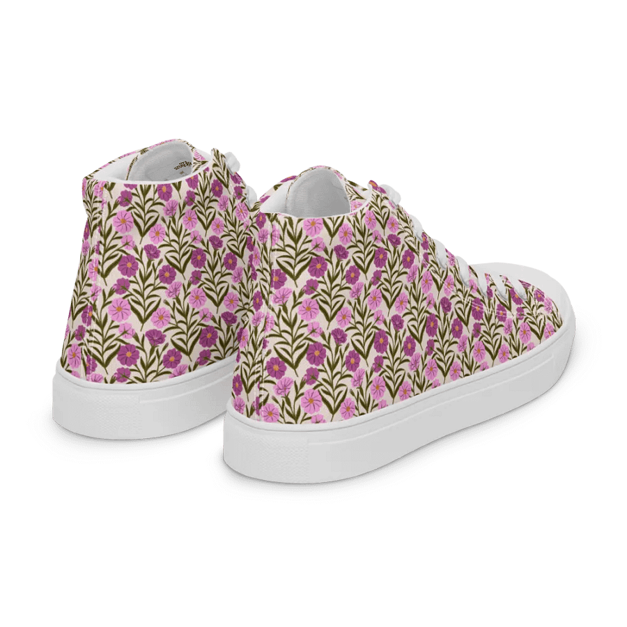Corncockle Bouquet - Pink and Green - Women High Top Canvas Shoes product image (7)