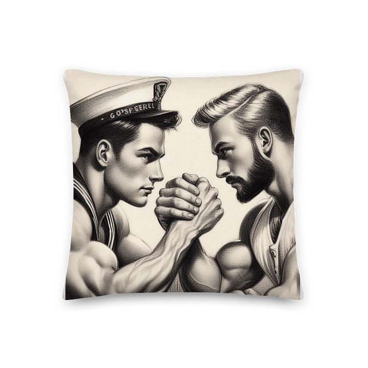 Up Close and Personal: Sailors – Tom of Finland Tribute Gay Pride Graphic Design Premium Throw Pillow product image (1)