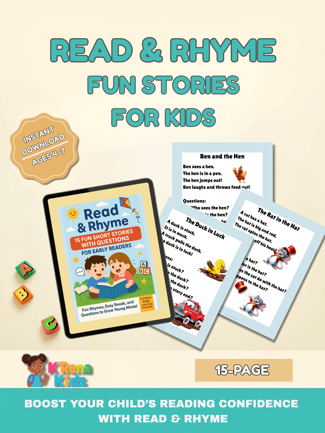Read & Rhyme: 15 Fun Short Stories with Questions for Early Readers product image (1)
