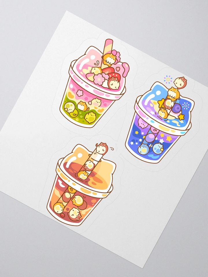 Cute Dog Bubble Tea Stickers - Kawaii Puppy Drink Set product image (2)