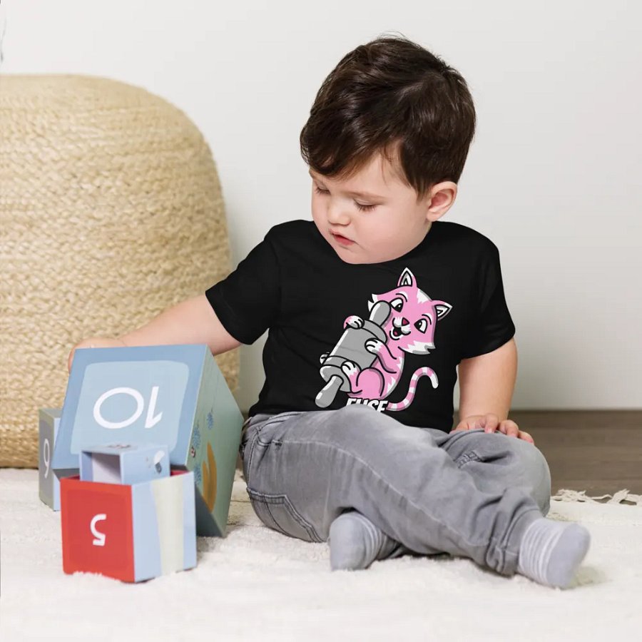 Cheerful Cat Rolling Pin Toddler T-Shirt product image (13)
